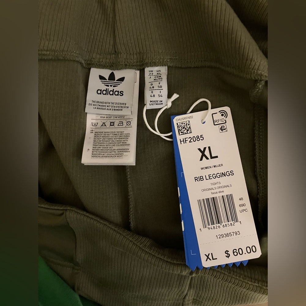 Adidas originals olive detachable two in one rib knit leggings XL 14 16 - Picture 6 of 7